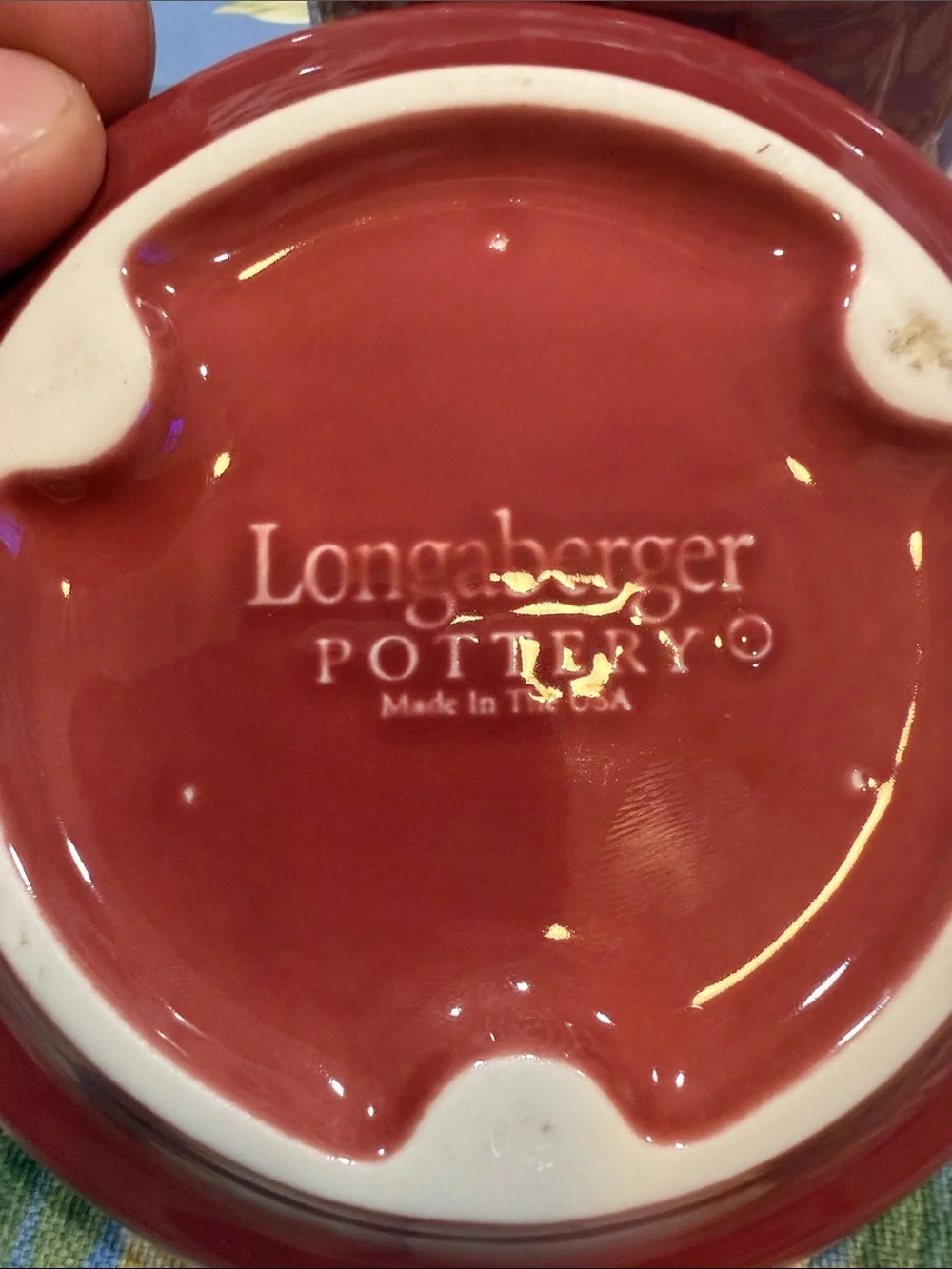 Longaberger Red Ceramic Lidded Pantry Jar